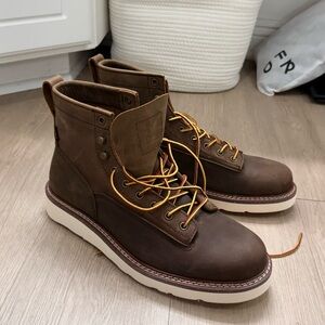 Taft Dark Brown Leather Boots with Cream Soles 11